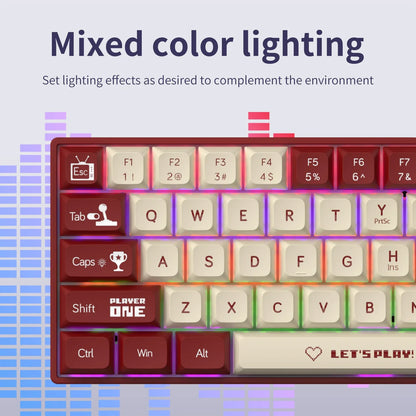 68-Key Compact Mechanical Gaming Keyboard — Hot-Swap ABS Keycaps, Wired / 2.4G Wireless / Bluetooth