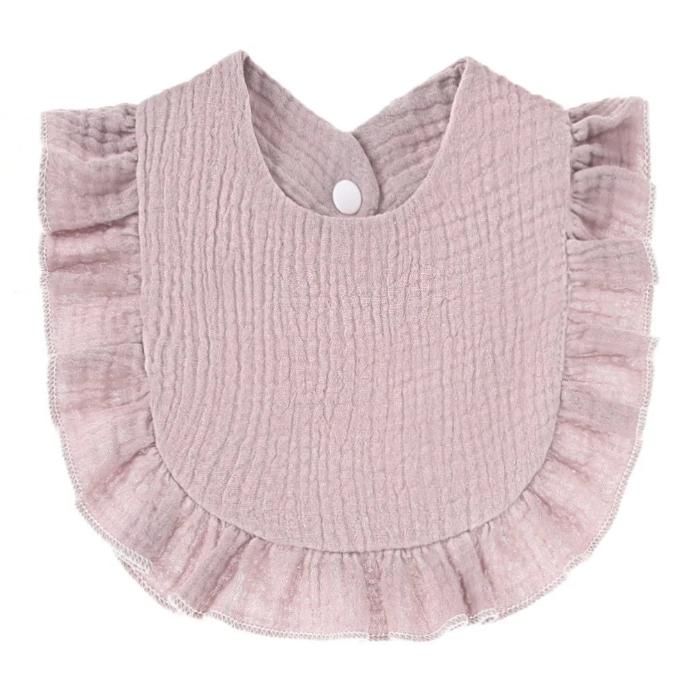Ruffle Edge Cotton Gauze Baby Bib & Burp Cloth - Lace Saliva Bib for Infants 1-3 Years