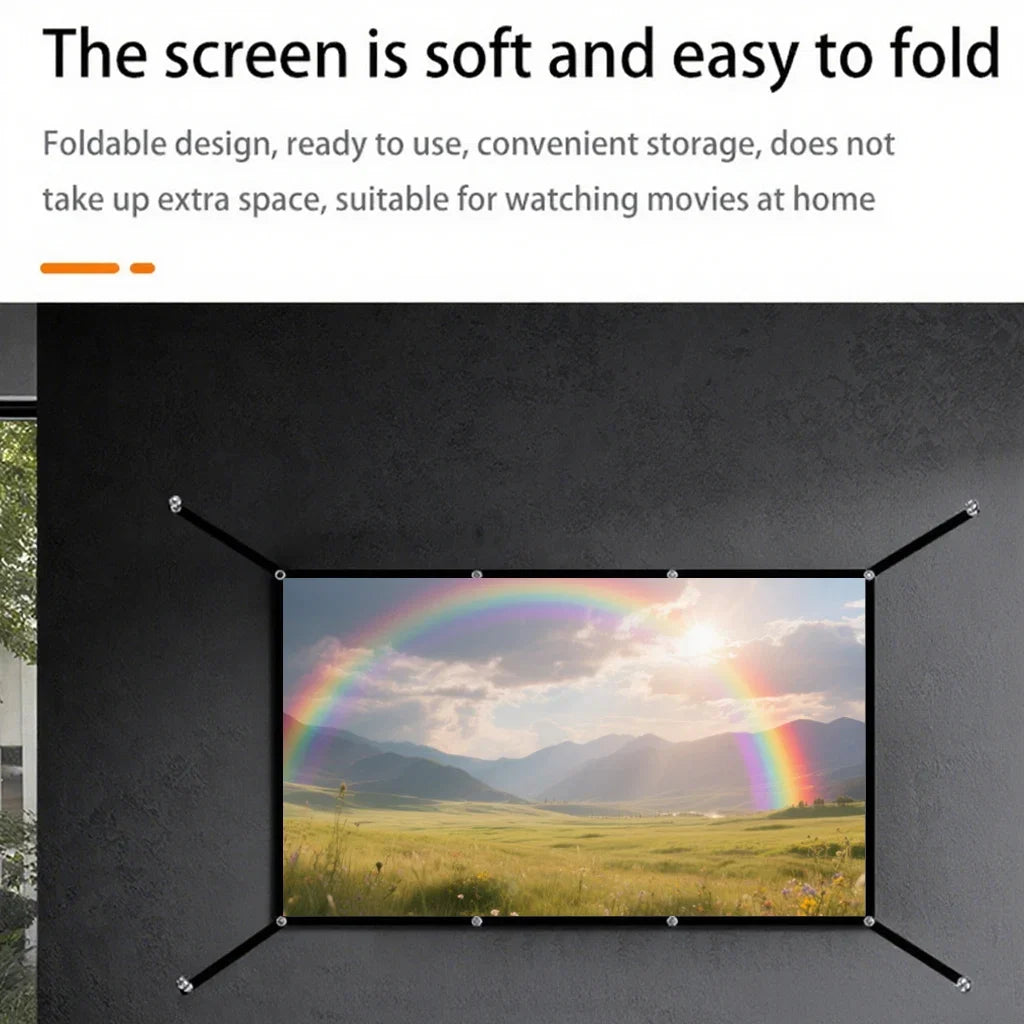 16: 9 portable foldable white soft screen, 60-150 inch high-definition wall mounted extended projection screen
