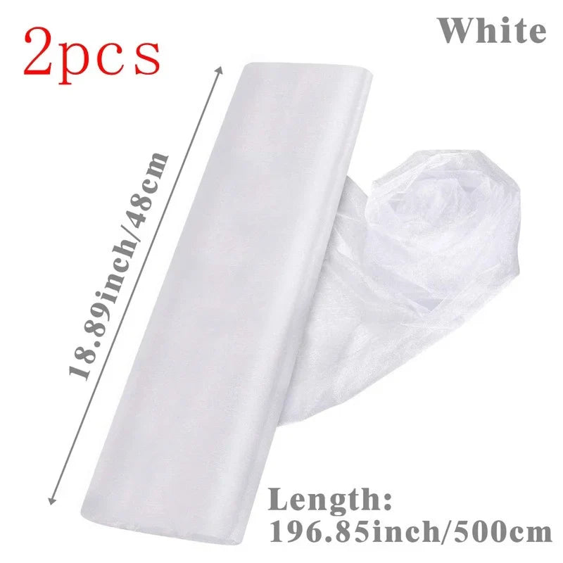 5/10m Wedding Decoration Tulle Roll Crystal Organza Sheer Fabric For Wedding Birthday Party Backdrop Weeding Chair Sashes Decor