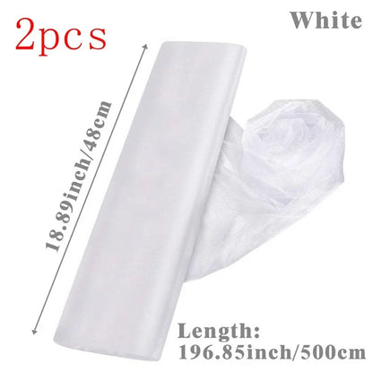 White Wedding Decoration Tulle Roll Crystal Organza Sheer Fabric For Wedding Birthday Party Backdrop Weeding Chair Sashes Decor