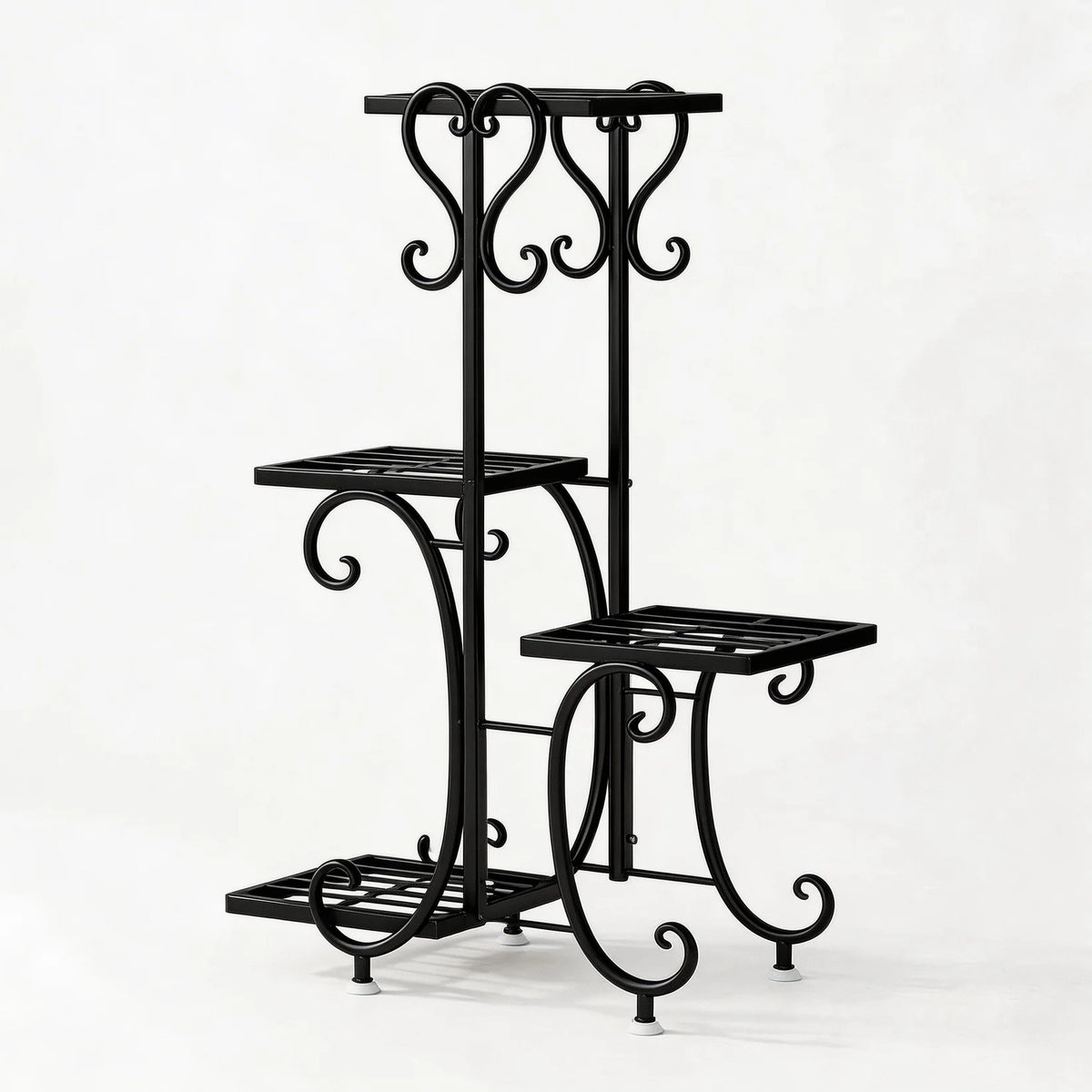 4-Tier Metal Corner Plant Stand with Adjustable Feet