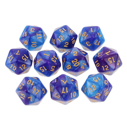 10-Pack Double-Color D20 Polyhedral Dice Set 20-Sided RPG Tabletop Gaming Dice 16 mm (0.63 in)