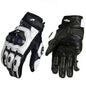 Unisex Leather Motorcycle Riding Gloves - Racing Motorbike Gloves with Protective Padding, Adjustable Strap - Black/White/Red