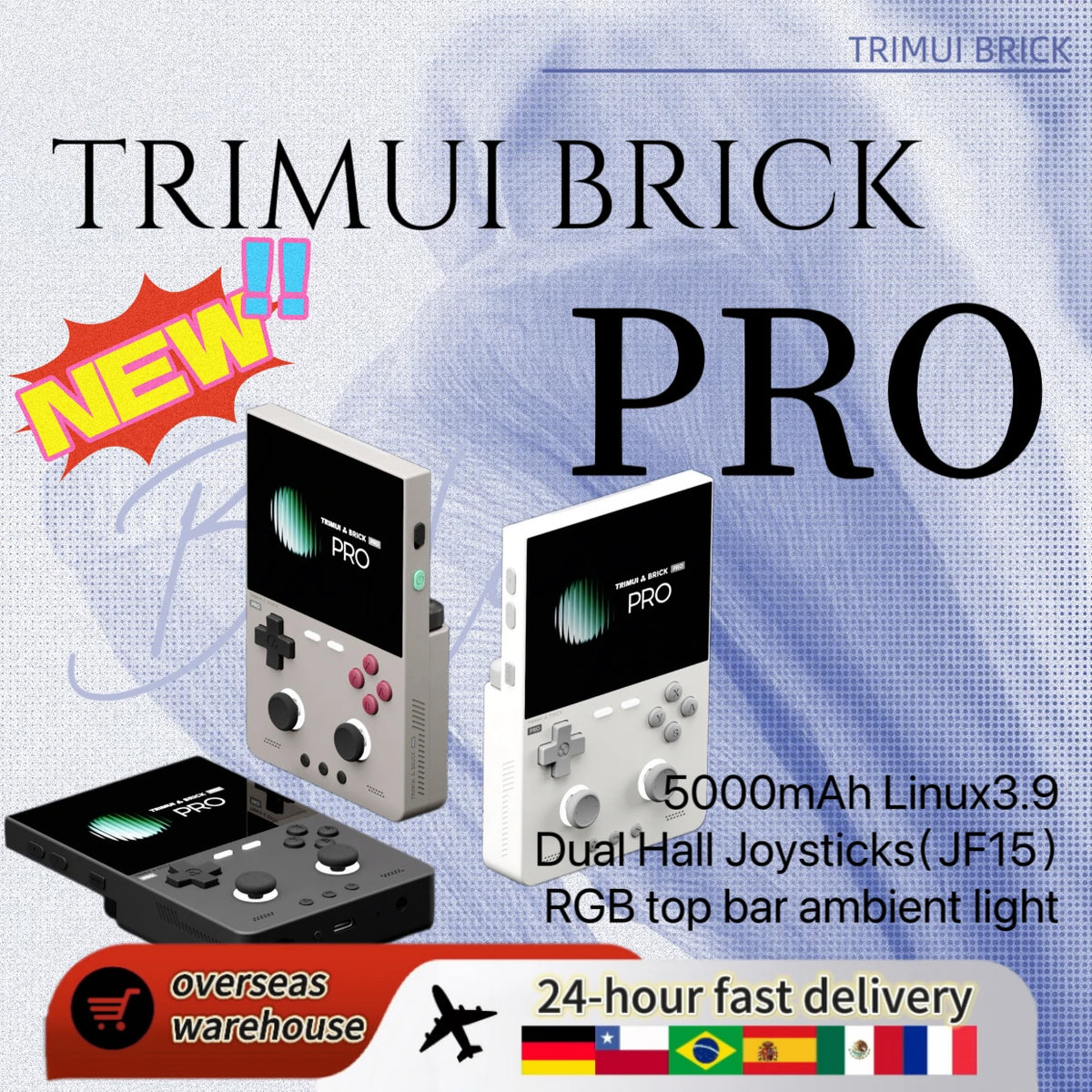 TRIMUI BRICK PRO Handheld Game Console - 3.95" IPS, Allwinner A133P, Linux, Hall Effect, 5000mAh, 3 Colors