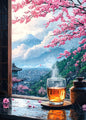 Pink City Asian Travel Japanese Cherry Blossoms At Mount Fuji Poster Light Prints Canvas Painting Wall Pictures Home Room Dec