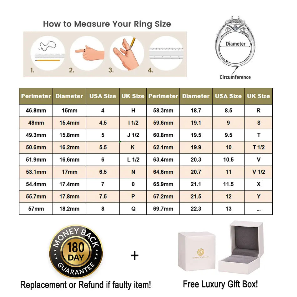Newshe 925 Sterling Silver Bridal Ring Set – Princess Cut AAAAA Cubic Zirconia, 3.5ct, Rhodium Plated, Nickel-Free, Sizes 5–13 – Wedding & Engagement