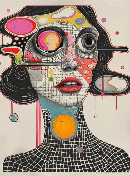 Grid Addiction Canvas Wall Art Surreal Art Beautiful Unique Painting Print Abstract Modern Surrealism Wall Decoration Canvas Art