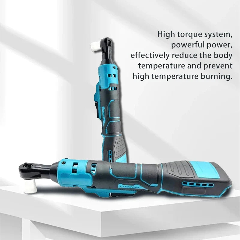 Cordless Ratchet Wrench Electric Rechargeable Screwdriver 3/8-Inch (9.5 mm) Ratchet Head, 21V Battery Compatible, LED High Torque