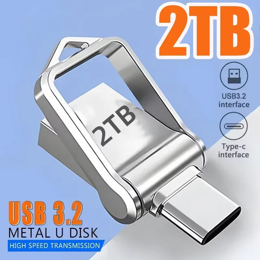 USB 3.2 Type-C Dual-Use Flash Drive Metal OTG USB-C/USB-A Thumb Drive 128GB–2TB High-Speed