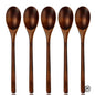 5-Piece Wooden Spoon & Fork Set – Natural Eco-Friendly Tableware | Handmade Ellipse Soup Ladle & Cooking Utensil Set