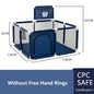 Baby Playpen Indoor Play Yard with Basketball Hoop, Activity Fence for Toddlers