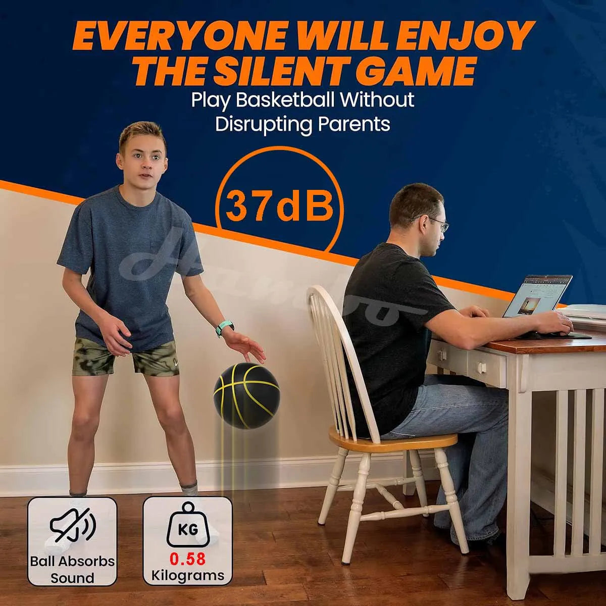 Silent Indoor Basketball Size 7 — PU Foam Airless Quiet Dribble
