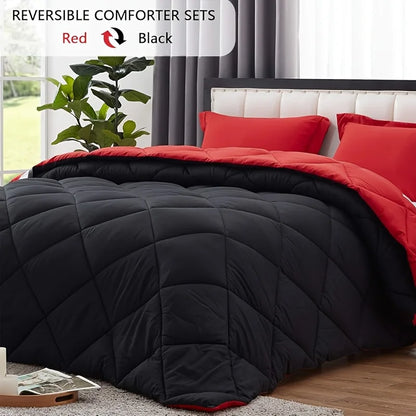 2/3-Piece Reversible Comforter Set – Queen/King – All-Season Microfiber Comforter with 1–2 Pillow Shams