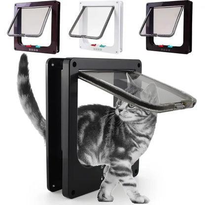Pet Flap Door with 4-Way Security Lock — ABS Plastic Cat & Small Dog Door Kit