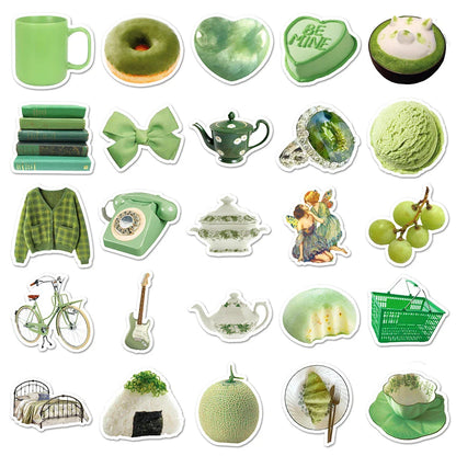 10/30/50pcs Cute Ins Style Green Cartoon Stickers Aesthetic Toy Decal Laptop Suitcase Scrapbook Phone Wall Decoration Sticker
