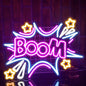 Boom Neon Sign Cool Neon Sign Wall Decor for Bedroom Man Cave Restaurant Bar Party Birthday Gift for Friend USB Powered