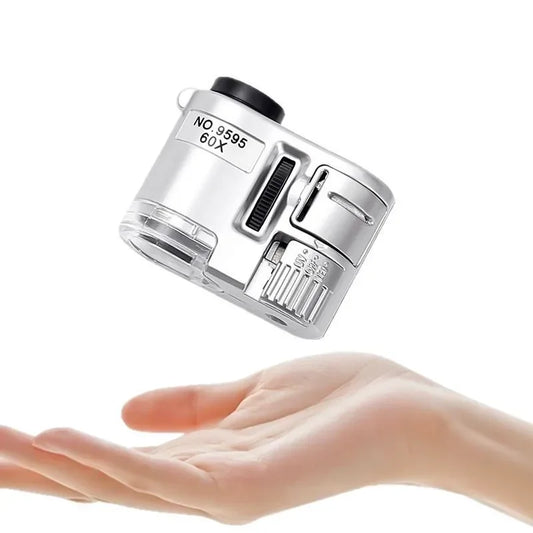 60X Pocket Magnifier with LED & UV Light - Portable Handheld Jeweler Loupe