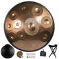 D Minor Kurd Handpan Drum – 22 in (56 cm) Steel Hand Drum, 9/10/12-Note 440Hz with Mallets & Woven Rattan Edge