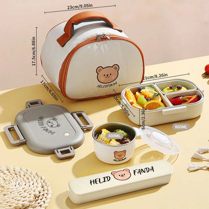 3-Compartment 800ml Lunch Box – Portable Microwaveable Bento Container