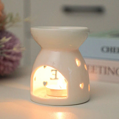 White Ceramic Incense & Oil Burner Hollow Aromatherapy Warmer for Home Decor