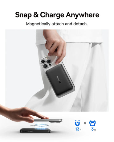Qi2 Magnetic 10000mAh Power Bank 15W Wireless 22.5W USB-C Fast Charge Magnetic Snap Portable Charger