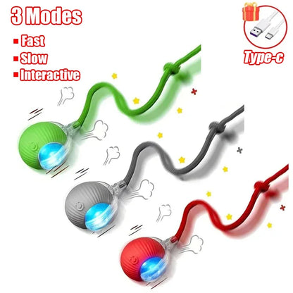 Rechargeable Interactive Cat Ball with Tail 1-3 Pack Automatic Rolling Pet Toy Imitates Mouse