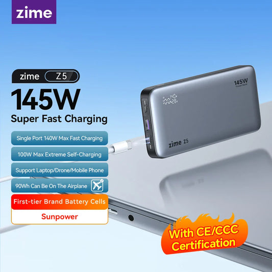 25000mAh 145W Portable Power Bank USB-C PD 3.1 Fast Charging for Laptop Phone with LED Display