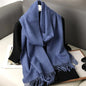 62-Color Winter Cashmere Scarf – Warm Tassel Pashmina Wrap for Women