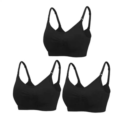 3-Pack Seamless Maternity Nursing Bras – Wireless Breathable Nursing Bra with Removable Pads & Front/Back Closure