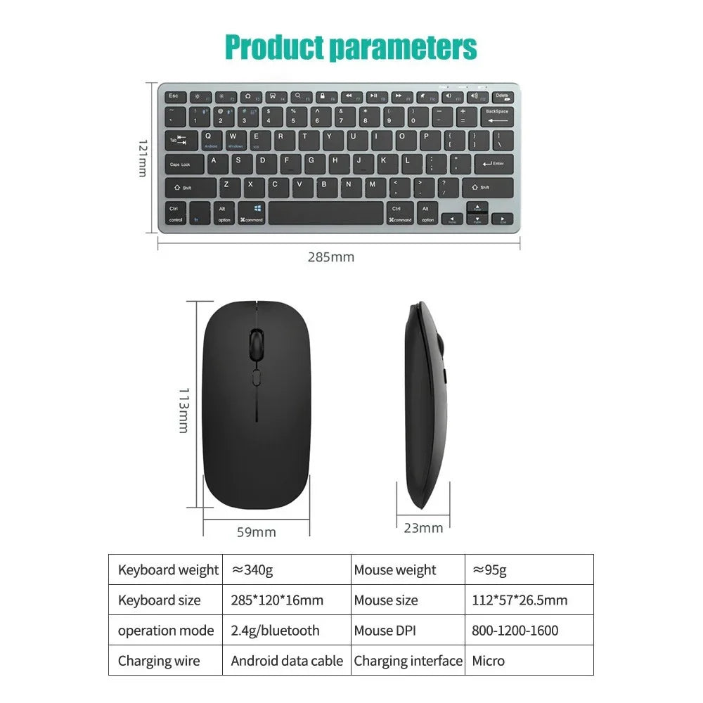2.4G Wireless Keyboard Mouse Set Bluetooth 5.0 Keyboard Mouse Combo 3 modes Mini Keyboard Mouse For Laptop PC Accessories