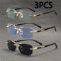 Rimless Rectangle Sunglasses – Small Square Mirror Lens Sun Shades for Women & Men