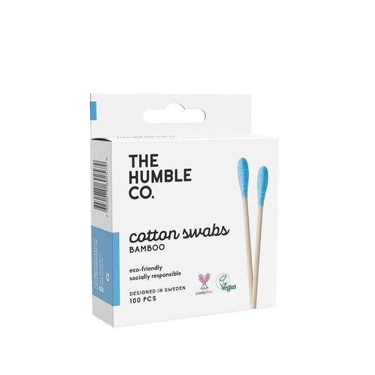 The Humble Co Blue Cotton Swabs for Ear Cleaning - 100 Count, Gentle & Effective Personal Hygiene Solution
