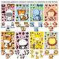 8/16/24PCS Cartoon Animal Puzzle Stickers Make a Face Cartoon Decals Stationery Notebook Phone Laptop Decoration Stickers