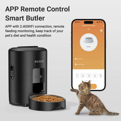 2L (67.6 fl oz) Automatic Pet Feeder – Smart Kibble Dispenser with Button Control, Programmable Auto Feeder for Cats & Small Dogs