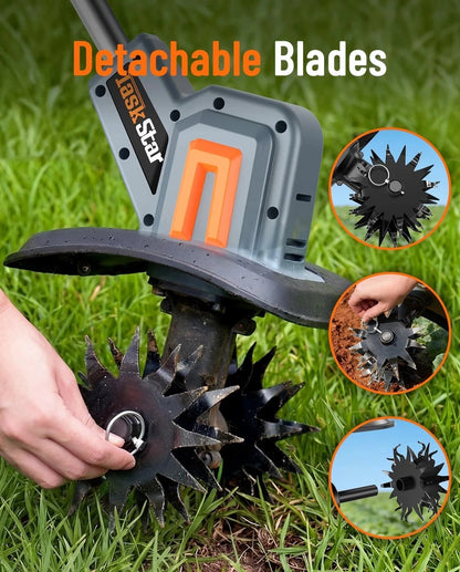 TaskStar Cordless Garden Tiller with 48 Steel Tines