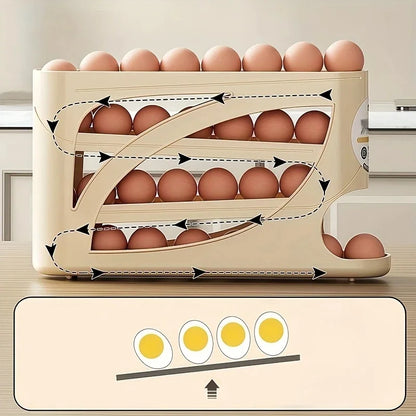 3-Tier Rolling Egg Storage Rack for Refrigerator Holds 24 Eggs — Large Capacity Kitchen & Fridge Organizer