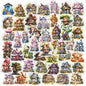 10/30/50pcs Retro Cute Flower House Aesthetic Stickers Kawaii Decals DIY Notebook Laptop Suitcase Phone Funny Decoration Sticker