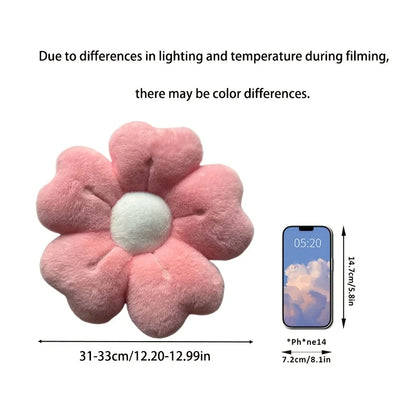 Plush Daisy Throw Pillow - Soft Decorative Cushion for Bed & Sofa, White/Pink Floral