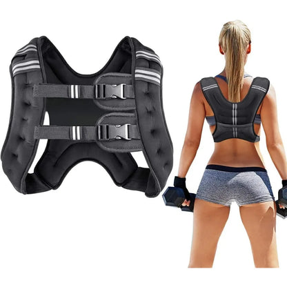 Adjustable Weighted Vest 8-30 lbs - Neoprene, Reflective Strips, Iron Sand Plates, Men & Women