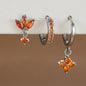 3PCS Zircon Flower Dangle Earrings – Orange & Blue Stainless Steel Set