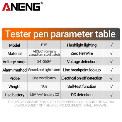 Non-Contact Voltage Test Pen with LED Flashlight – 24–250V AC/DC Induction Electrician Test Screwdriver