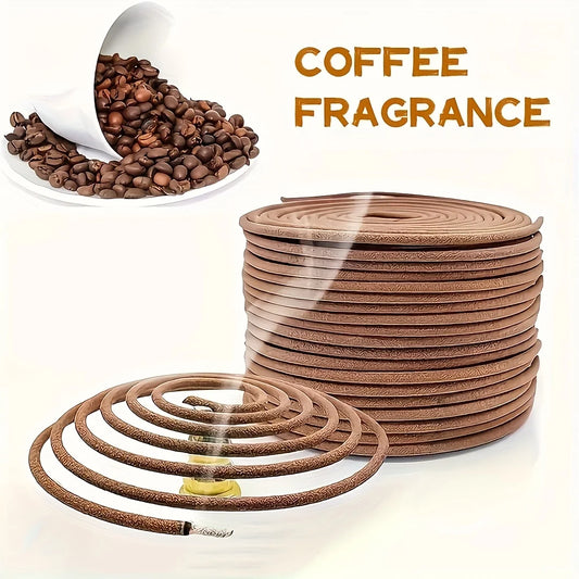 Coffee Scented Coil Incense with Stand — Sandalwood Aromatic Burner for Yoga, Meditation & Home Fragrance