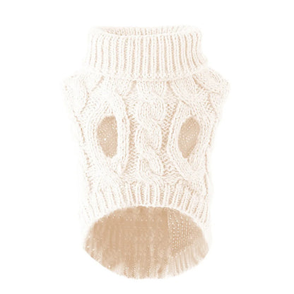 Small Dog Sweater Knit Pullover Warm Autumn Winter Cable Twist Solid Pet Coat