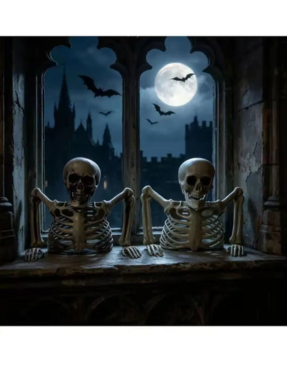 Halloween Half Skeleton Horror Scene Decoration - Indoor & Outdoor Terrifying Prop for Haunted House, Escape Room & Party Ceiling Display - Painted, Primary Colors & 2-Piece Set