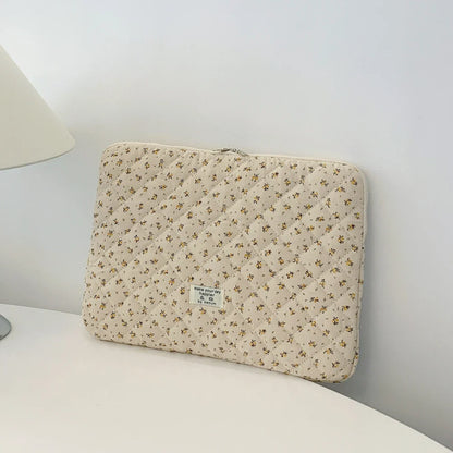 Flower Print Quilted Laptop Sleeve — 11–15 Inch, Padded