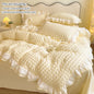3-Piece Lace Seersucker Duvet Cover Set with 2 Pillowcases - Washed 100% Polyester, Fits 1.0-2.2 m Beds (3.3-7 ft)