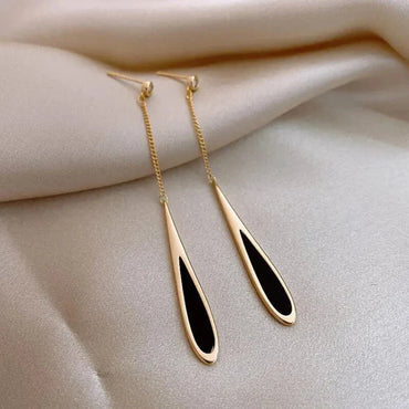 Geometric Square Tassel Drop Earrings – Gold Korean Fashion Jewelry