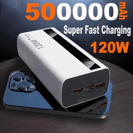 500000mAh 120W Portable Power Bank USB-C & USB-A Fast Charging External Battery Pack with Digital Display