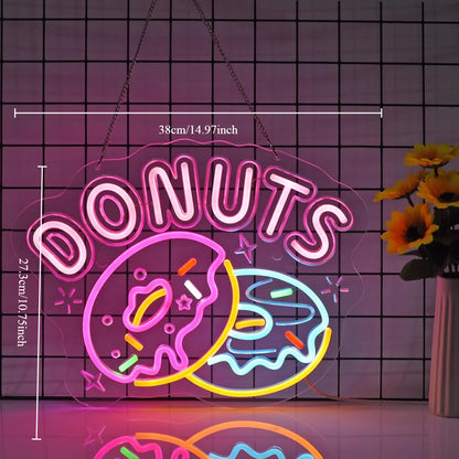 Donuts Neon Sign LED Donuts Neon Light USB Powered for Restaurants Bars Store Coffee Shops Western Restaurant Wall Decor